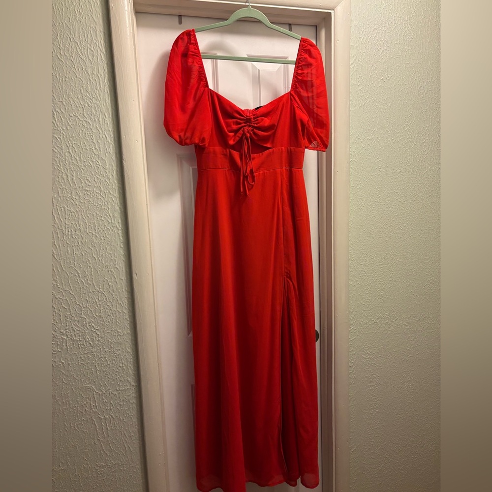 Lulus Red Peek-a-boo Maxi Dress